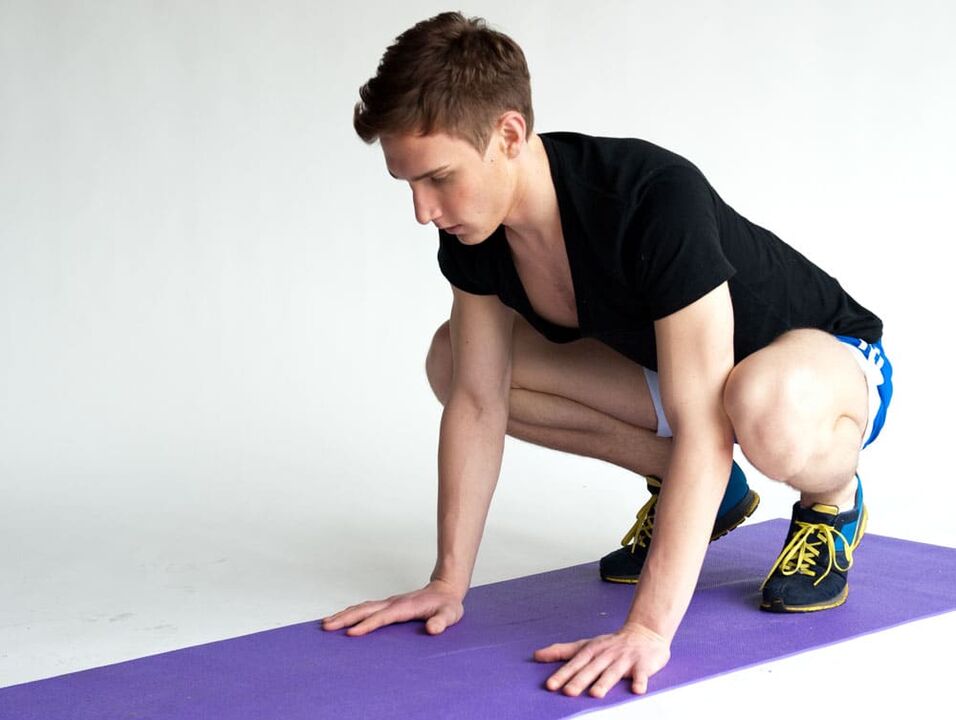 Do Frog exercise to exercise the muscles of a man's pelvic area
